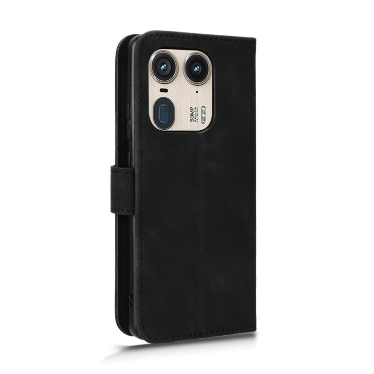 For Motorola Edge 50 Ultra Skin Feel Magnetic Flip Leather Phone Case(Black) - Motorola Cases by buy2fix | Online Shopping UK | buy2fix