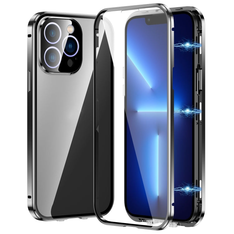 For iPhone 13 Pro Magnetic Double-buckle HD Tempered Glass Phone Case(Black) - iPhone 13 Pro Cases by buy2fix | Online Shopping UK | buy2fix