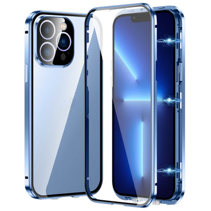 For iPhone 13 Pro Magnetic Double-buckle HD Tempered Glass Phone Case(Blue) - iPhone 13 Pro Cases by buy2fix | Online Shopping UK | buy2fix