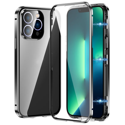 For iPhone 13 Pro Max Magnetic Double-buckle HD Tempered Glass Phone Case(Black) - iPhone 13 Pro Max Cases by buy2fix | Online Shopping UK | buy2fix