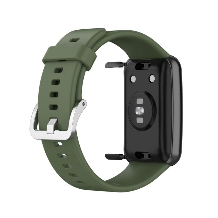 For Huawei Watch Fit Special Edition Silicone Silver Steel Buckle Watch Band(Dark Green) - Watch Bands by buy2fix | Online Shopping UK | buy2fix