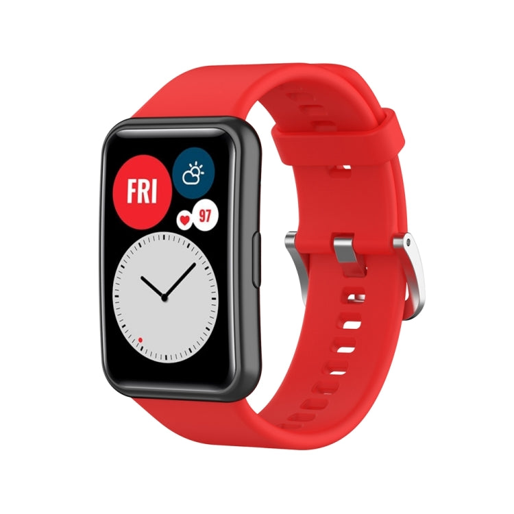 For Huawei Watch Fit Special Edition Silicone Silver Steel Buckle Watch Band(Red) by buy2fix
