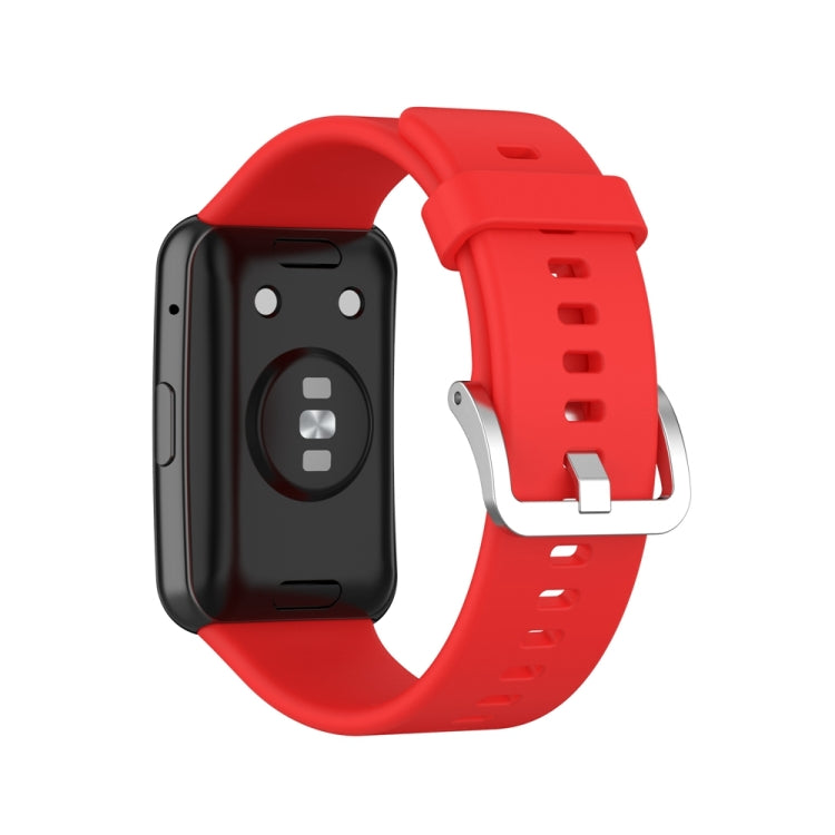 For Huawei Watch Fit Special Edition Silicone Silver Steel Buckle Watch Band(Red) by buy2fix