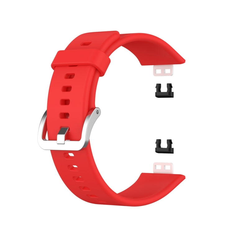 For Huawei Watch Fit Special Edition Silicone Silver Steel Buckle Watch Band(Red) by buy2fix