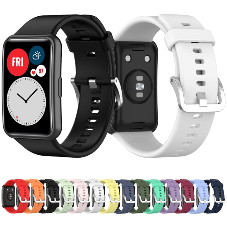 For Huawei Watch Fit Special Edition Silicone Silver Steel Buckle Watch Band(Red) by buy2fix