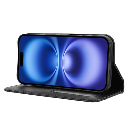 For iPhone 16 Plus Magnetic Buckle Retro Texture Leather Phone Case(Black) by buy2fix