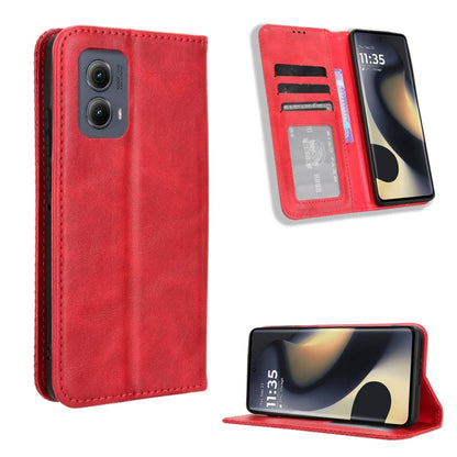 For Motorola Edge 2024 5G Magnetic Buckle Retro Texture Leather Phone Case(Red) - Motorola Cases by buy2fix | Online Shopping UK | buy2fix