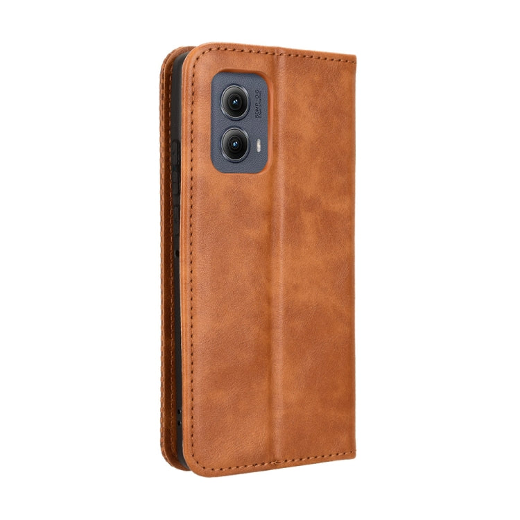For Motorola Edge 2024 5G Magnetic Buckle Retro Texture Leather Phone Case(Brown) by buy2fix