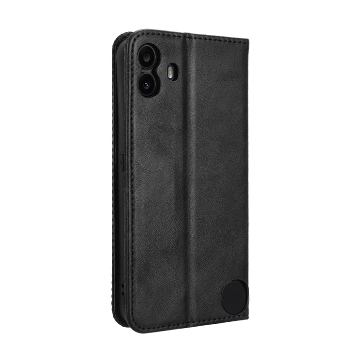 For Nothing CMF Phone 1 Magnetic Buckle Retro Texture Leather Phone Case(Black) - Nothing Cases by buy2fix | Online Shopping UK | buy2fix