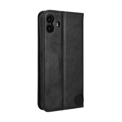 For Nothing CMF Phone 1 Magnetic Buckle Retro Texture Leather Phone Case(Black) - Nothing Cases by buy2fix | Online Shopping UK | buy2fix