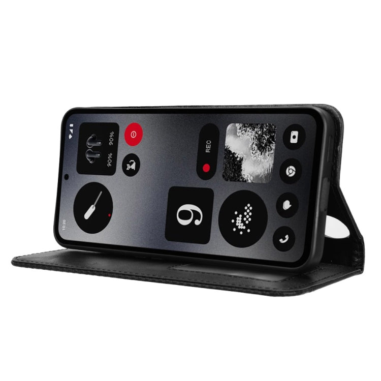 For Nothing CMF Phone 1 Magnetic Buckle Retro Texture Leather Phone Case(Black) - More Brand by buy2fix | Online Shopping UK | buy2fix