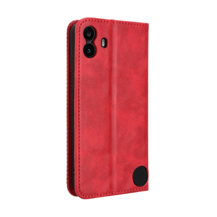 For Nothing CMF Phone 1 Magnetic Buckle Retro Texture Leather Phone Case(Red) - Nothing Cases by buy2fix | Online Shopping UK | buy2fix