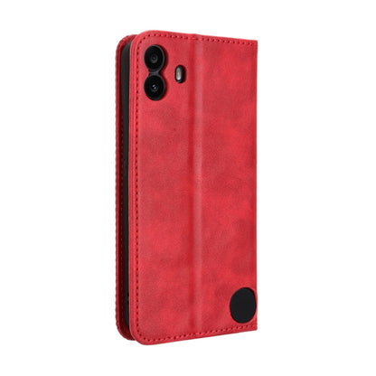 For Nothing CMF Phone 1 Magnetic Buckle Retro Texture Leather Phone Case(Red) - Nothing Cases by buy2fix | Online Shopping UK | buy2fix