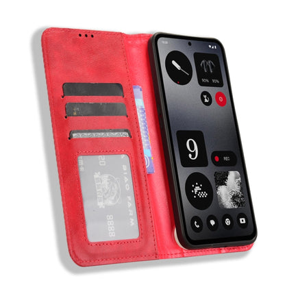 For Nothing CMF Phone 1 Magnetic Buckle Retro Texture Leather Phone Case(Red) - Nothing Cases by buy2fix | Online Shopping UK | buy2fix