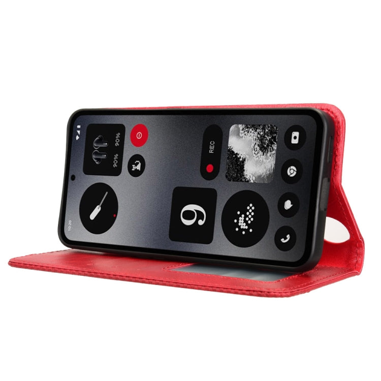 For Nothing CMF Phone 1 Magnetic Buckle Retro Texture Leather Phone Case(Red) - Nothing Cases by buy2fix | Online Shopping UK | buy2fix