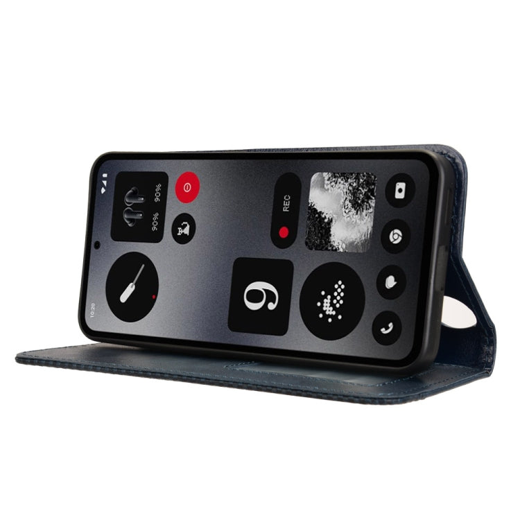 For Nothing CMF Phone 1 Magnetic Buckle Retro Texture Leather Phone Case(Blue) - Nothing Cases by buy2fix | Online Shopping UK | buy2fix