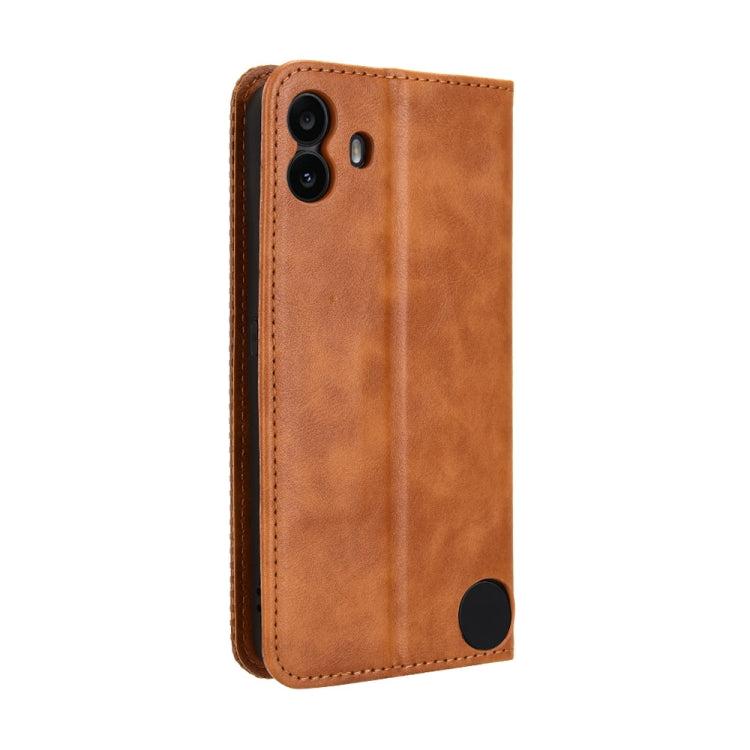 For Nothing CMF Phone 1 Magnetic Buckle Retro Texture Leather Phone Case(Brown) - More Brand by buy2fix | Online Shopping UK | buy2fix