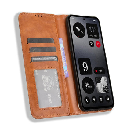 For Nothing CMF Phone 1 Magnetic Buckle Retro Texture Leather Phone Case(Brown) - More Brand by buy2fix | Online Shopping UK | buy2fix