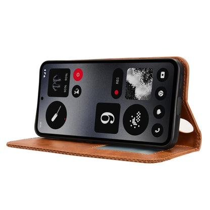 For Nothing CMF Phone 1 Magnetic Buckle Retro Texture Leather Phone Case(Brown) - More Brand by buy2fix | Online Shopping UK | buy2fix