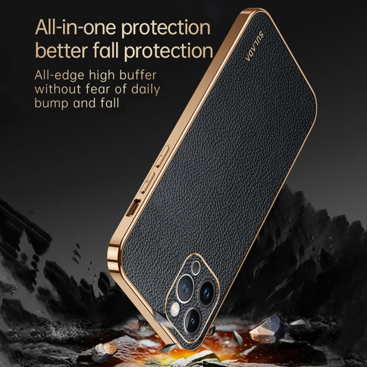 For iPhone 15 SULADA TPU + Litchi Texture Leather Phone Case(Blue) - iPhone 15 Cases by SULADA | Online Shopping UK | buy2fix