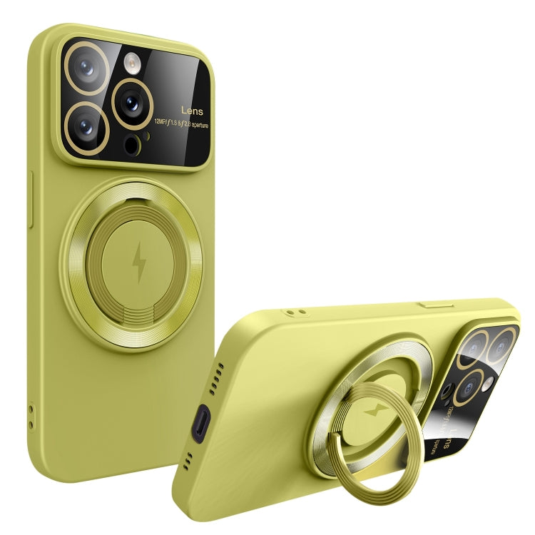 For iPhone 13 Pro Max Large Window MagSafe Magnetic Holder Phone Case(Avocado Green) by buy2fix