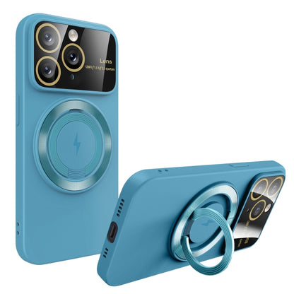 For iPhone 11 Pro Large Window MagSafe Magnetic Holder Phone Case(Sky Blue) - iPhone 11 Pro Cases by buy2fix | Online Shopping UK | buy2fix