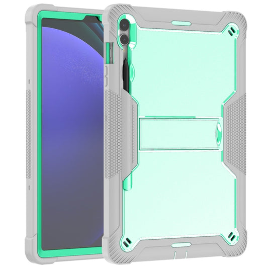 For Samsung Galaxy Tab S9+ Shockproof Silicone Hybrid PC Tablet Case with Holder(Mint Green + Grey) by buy2fix