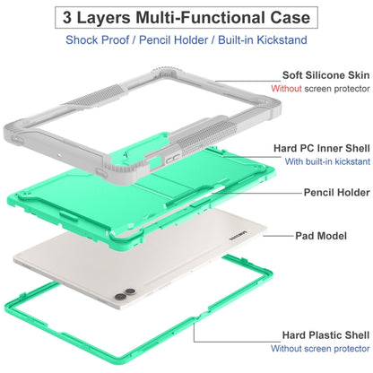 For Samsung Galaxy Tab S9+ Shockproof Silicone Hybrid PC Tablet Case with Holder(Mint Green + Grey) - Galaxy Tab S9+ Cases by buy2fix | Online Shopping UK | buy2fix