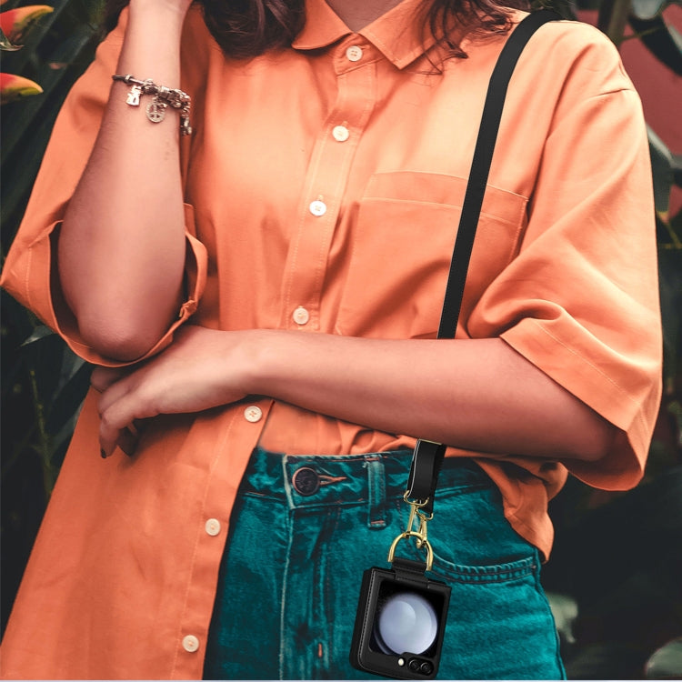 For Samsung Galaxy Z Flip5 Leather Shockproof Phone Case with Ring Holder(Black) - Galaxy Z Flip5 Cases by buy2fix | Online Shopping UK | buy2fix