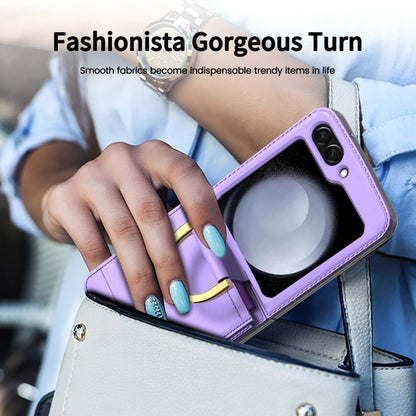 For Samsung Galaxy Z Flip5 Leather Shockproof Phone Case with Ring Holder(Purple) - Galaxy Z Flip5 Cases by buy2fix | Online Shopping UK | buy2fix