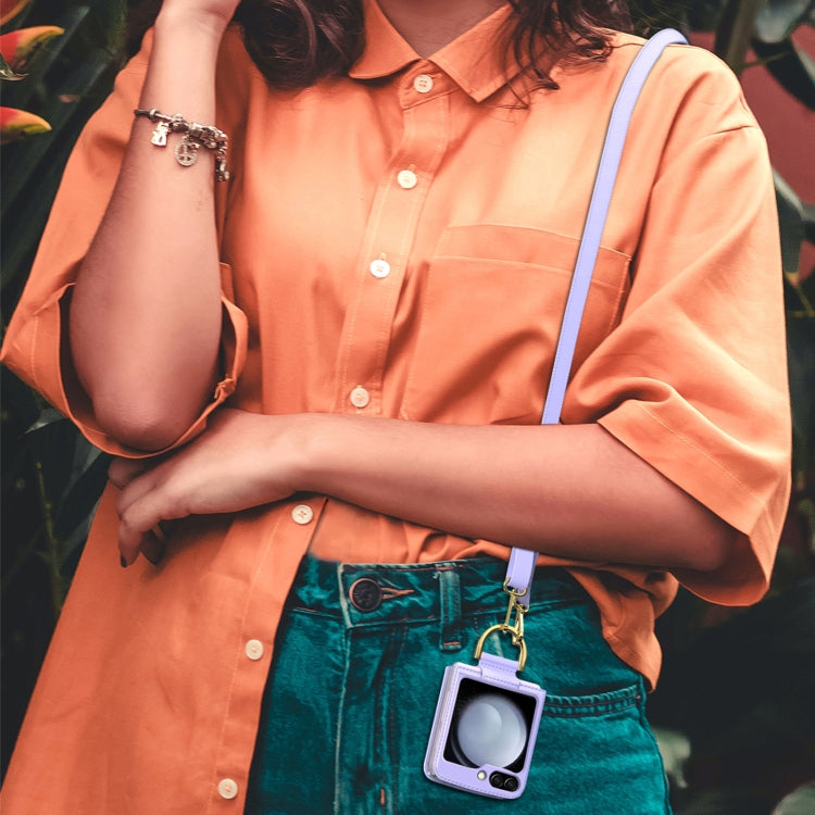 For Samsung Galaxy Z Flip5 Leather Shockproof Phone Case with Ring Holder(Purple) - Galaxy Z Flip5 Cases by buy2fix | Online Shopping UK | buy2fix