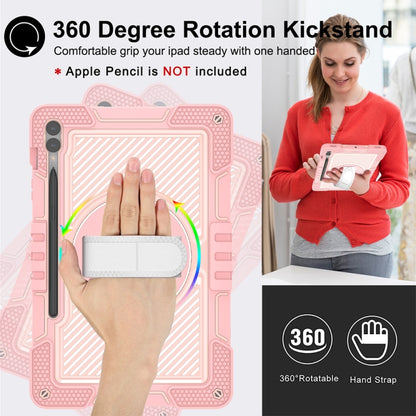 For Samsung Galaxy Tab S9+ 360 Degree Rotation PC Contrast Silicone Tablet Case(Rose Gold) - Galaxy Tab S9+ Cases by buy2fix | Online Shopping UK | buy2fix