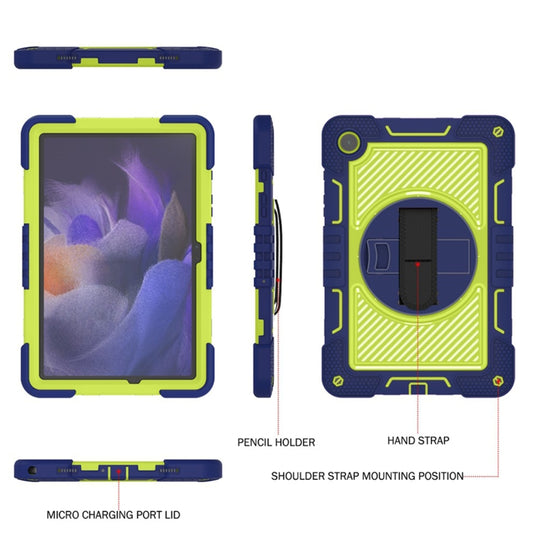 For Samsung Galaxy Tab A9+ 360 Degree Rotation PC Contrast Silicone Tablet Case(Navy Blue + Yellow Green) - Galaxy Tab A9+ by buy2fix | Online Shopping UK | buy2fix