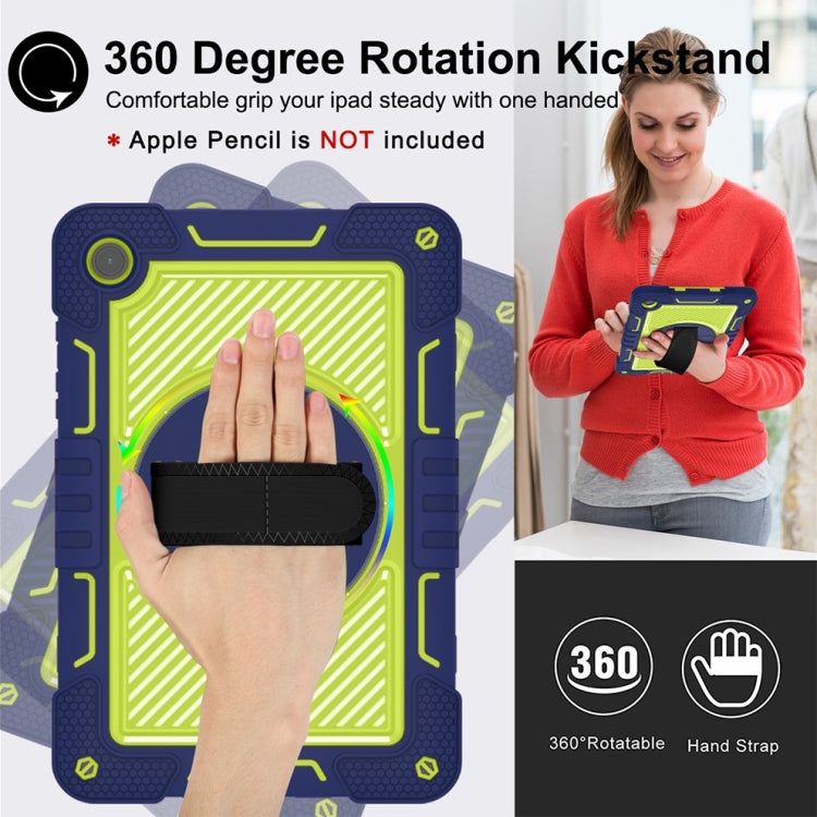 For Samsung Galaxy Tab A9+ 360 Degree Rotation PC Contrast Silicone Tablet Case(Navy Blue + Yellow Green) - Galaxy Tab A9+ by buy2fix | Online Shopping UK | buy2fix