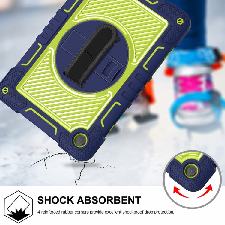 For Samsung Galaxy Tab A9+ 360 Degree Rotation PC Contrast Silicone Tablet Case(Navy Blue + Yellow Green) - Galaxy Tab A9+ by buy2fix | Online Shopping UK | buy2fix