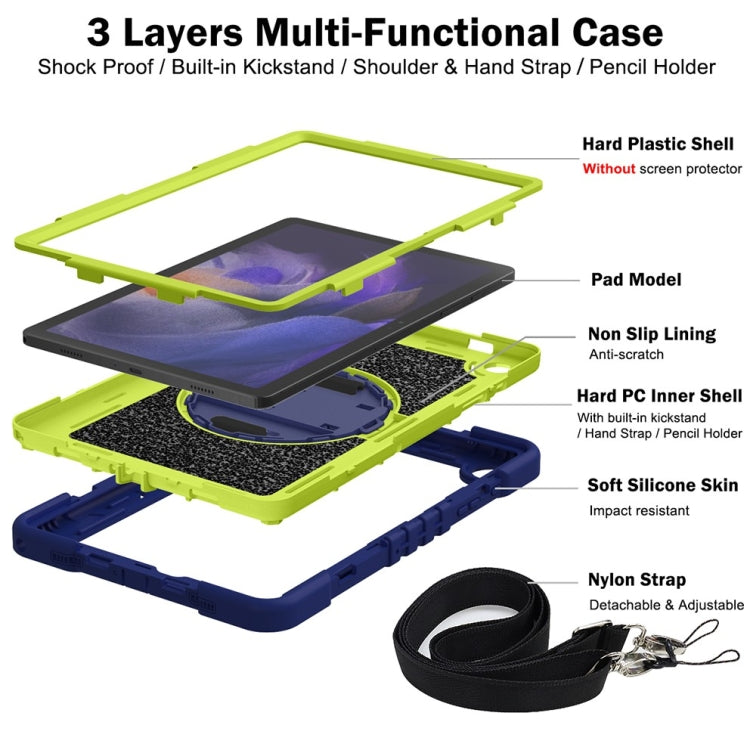 For Samsung Galaxy Tab A9+ 360 Degree Rotation PC Contrast Silicone Tablet Case(Navy Blue + Yellow Green) - Galaxy Tab A9+ by buy2fix | Online Shopping UK | buy2fix