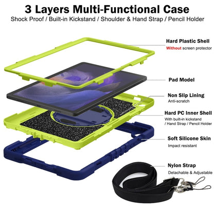 For Samsung Galaxy Tab A9+ 360 Degree Rotation PC Contrast Silicone Tablet Case(Navy Blue + Yellow Green) - Galaxy Tab A9+ by buy2fix | Online Shopping UK | buy2fix