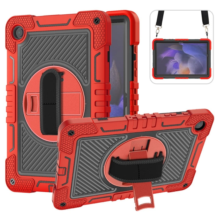 For Samsung Galaxy Tab A9+ 360 Degree Rotation PC Contrast Silicone Tablet Case(Red + Black) - Galaxy Tab A9+ by buy2fix | Online Shopping UK | buy2fix
