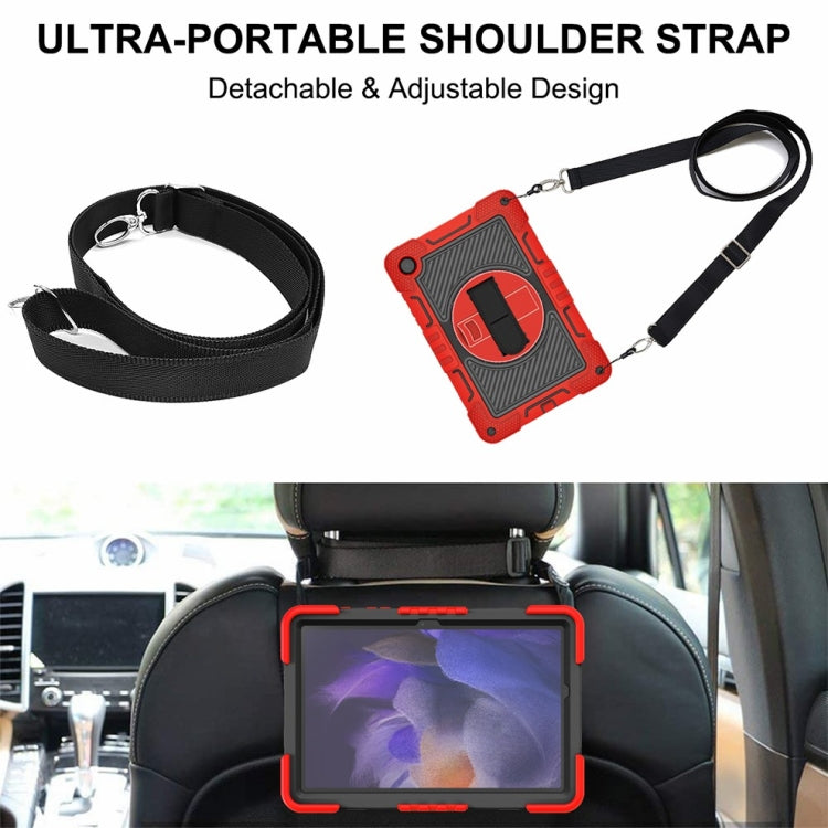 For Samsung Galaxy Tab A9+ 360 Degree Rotation PC Contrast Silicone Tablet Case(Red + Black) - Galaxy Tab A9+ by buy2fix | Online Shopping UK | buy2fix