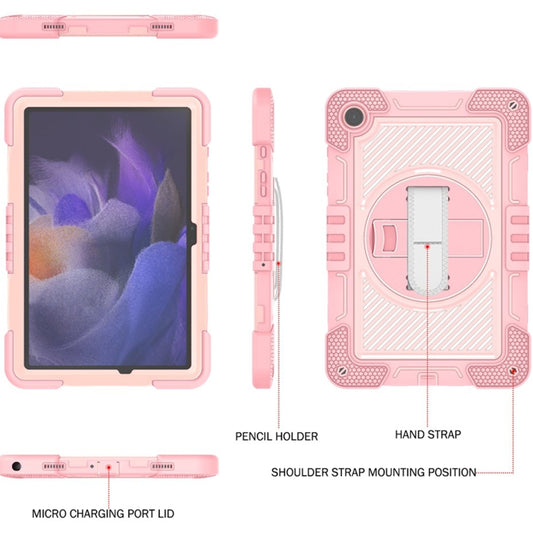 For Samsung Galaxy Tab A9+ 360 Degree Rotation PC Contrast Silicone Tablet Case(Rose Gold) - Galaxy Tab A9+ by buy2fix | Online Shopping UK | buy2fix