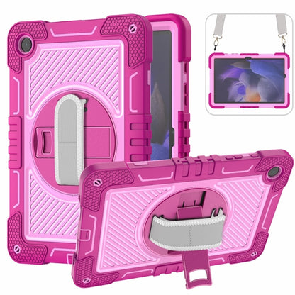For Samsung Galaxy Tab A9+ 360 Degree Rotation PC Contrast Silicone Tablet Case(Rose Red + Pink) - Galaxy Tab A9+ by buy2fix | Online Shopping UK | buy2fix