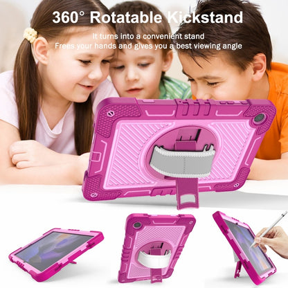 For Samsung Galaxy Tab A9+ 360 Degree Rotation PC Contrast Silicone Tablet Case(Rose Red + Pink) - Galaxy Tab A9+ by buy2fix | Online Shopping UK | buy2fix