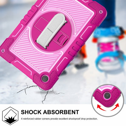 For Samsung Galaxy Tab A9+ 360 Degree Rotation PC Contrast Silicone Tablet Case(Rose Red + Pink) - Galaxy Tab A9+ by buy2fix | Online Shopping UK | buy2fix