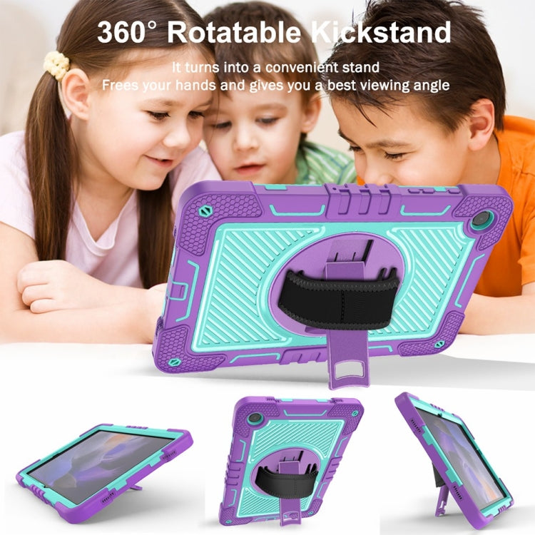 For Samsung Galaxy Tab A9+ 360 Degree Rotation PC Contrast Silicone Tablet Case(Purple + Mint Green) - Galaxy Tab A9+ by buy2fix | Online Shopping UK | buy2fix