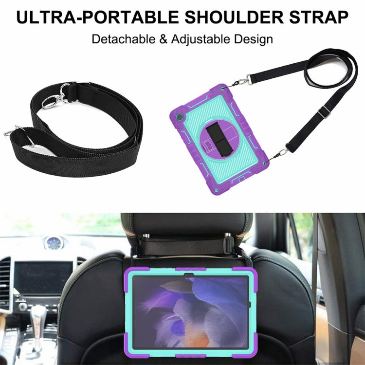 For Samsung Galaxy Tab A9+ 360 Degree Rotation PC Contrast Silicone Tablet Case(Purple + Mint Green) - Galaxy Tab A9+ by buy2fix | Online Shopping UK | buy2fix