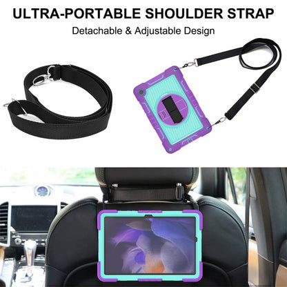 For Samsung Galaxy Tab A9+ 360 Degree Rotation PC Contrast Silicone Tablet Case(Purple + Mint Green) - Galaxy Tab A9+ by buy2fix | Online Shopping UK | buy2fix