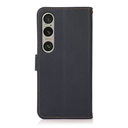 For Sony Xperia 1 VI KHAZNEH Custer Genuine Leather RFID Phone Case(Blue) - Sony Cases by buy2fix | Online Shopping UK | buy2fix