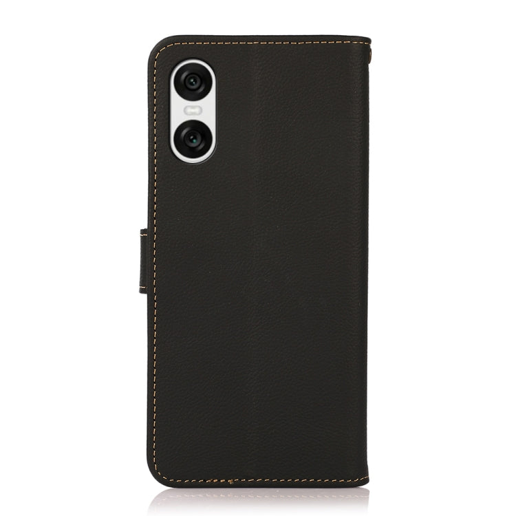 For Sony Xperia 10 VI KHAZNEH Custer Genuine Leather RFID Phone Case(Black) - Sony Cases by buy2fix | Online Shopping UK | buy2fix