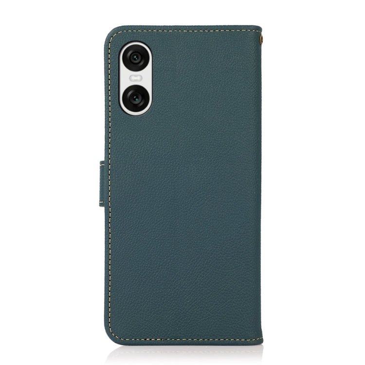 For Sony Xperia 10 VI KHAZNEH Custer Genuine Leather RFID Phone Case(Green) - Sony Cases by buy2fix | Online Shopping UK | buy2fix