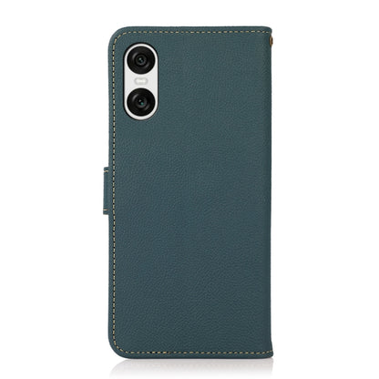For Sony Xperia 10 VI KHAZNEH Custer Genuine Leather RFID Phone Case(Green) - Sony Cases by buy2fix | Online Shopping UK | buy2fix